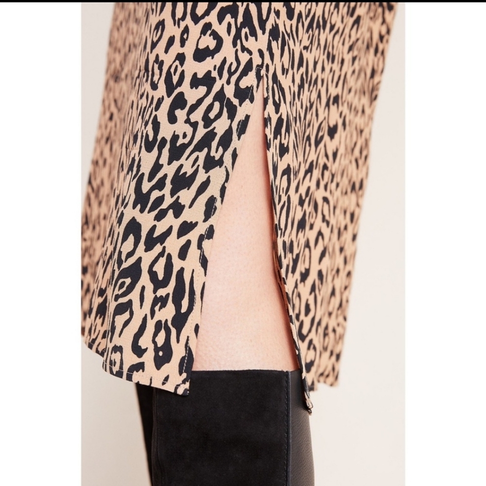 Anthropologie McKenzie Mock Neck  Leopard Print Tunic Dress Size Small - Picture 12 of 12